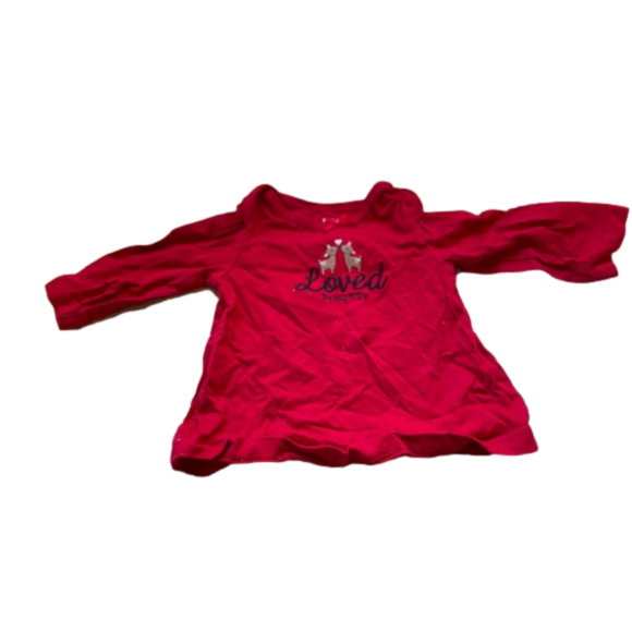 3/$20 child of mine 0-3 month long sleeve top red loved by mommy with deer - Picture 1 of 3